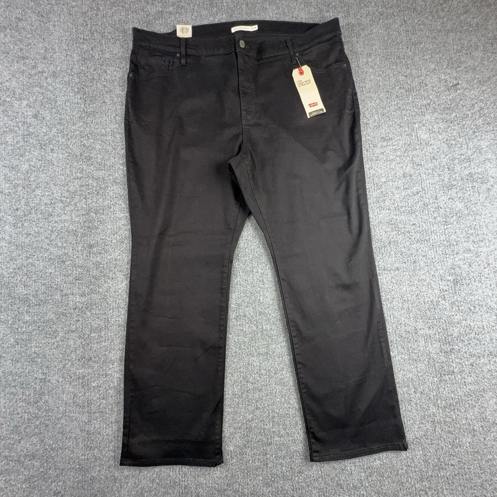 Levi's 724 High Rise Straight Jeans Womens 24W Black Dark Wash Stretch Denim